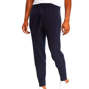 Vince Navy Blue cashmere Jogger with leather waitbad